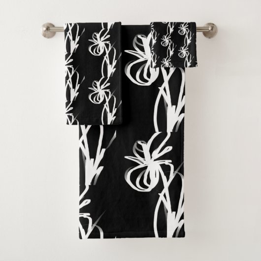 Orchid Noir: Abstract zwart en wit Bad Handdoek (Insitu)
