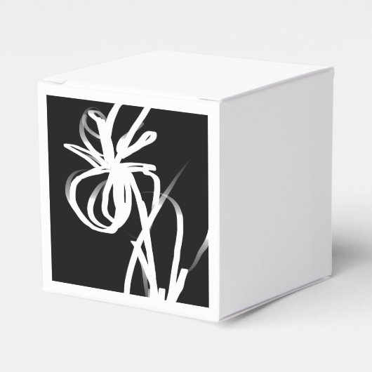 Orchid Noir: Abstract zwart en wit Bedankdoosjes (Voorkant Zijde)