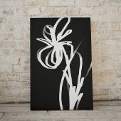 Orchid Noir: Abstract zwart en wit Canvas Afdruk