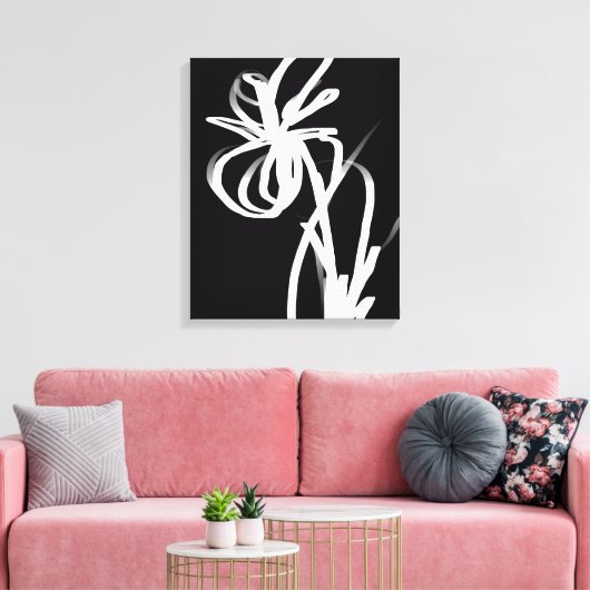Orchid Noir: Abstract zwart en wit Canvas Afdruk (Insitu (Woonkamer))