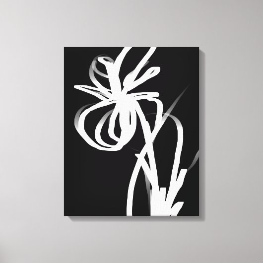 Orchid Noir: Abstract zwart en wit Canvas Afdruk (Voorkant)
