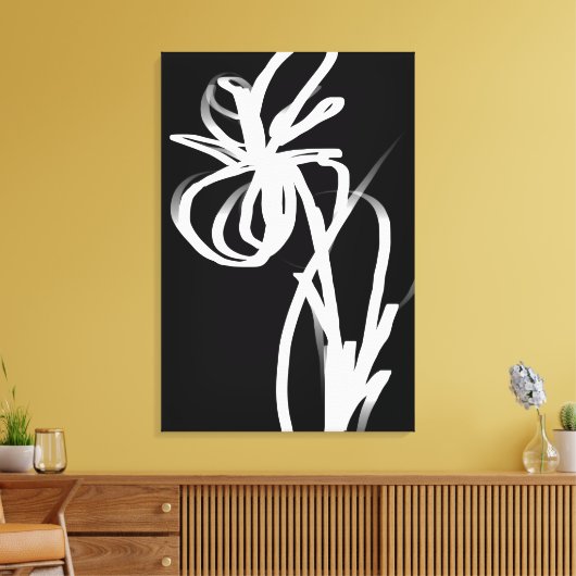 Orchid Noir: Abstract zwart en wit Canvas Afdruk (Insitu (Woonkamer))