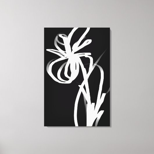 Orchid Noir: Abstract zwart en wit Canvas Afdruk (Voorkant)