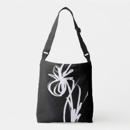 Orchid Noir: Abstract zwart en wit Crossbody Tas