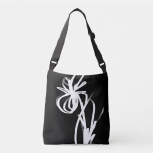 Orchid Noir: Abstract zwart en wit Crossbody Tas