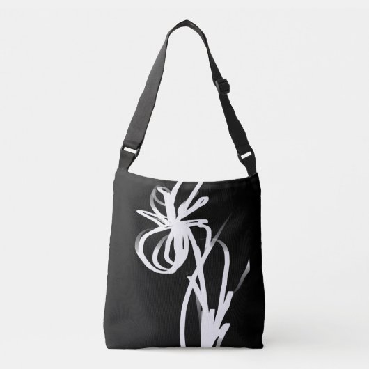 Orchid Noir: Abstract zwart en wit Crossbody Tas (Voorkant)
