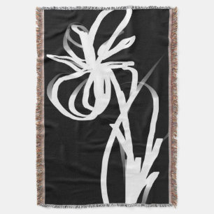 Orchid Noir: Abstract zwart en wit Deken