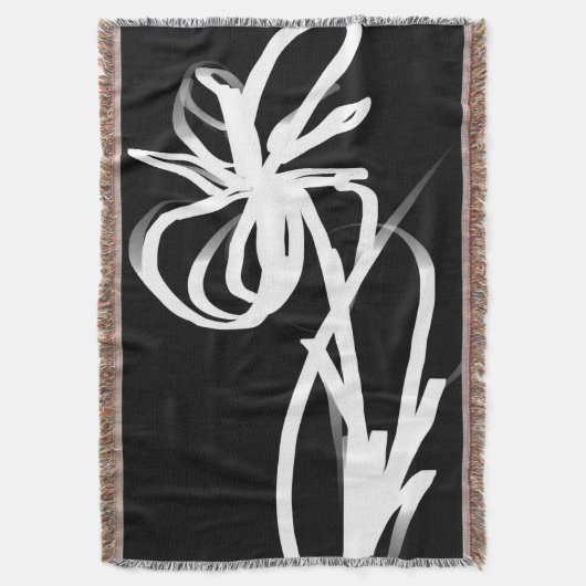 Orchid Noir: Abstract zwart en wit Deken (Voorkant Verticaal)