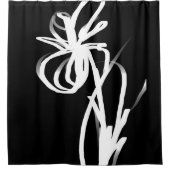 Orchid Noir: Abstract zwart en wit Douchegordijn (Voorkant)