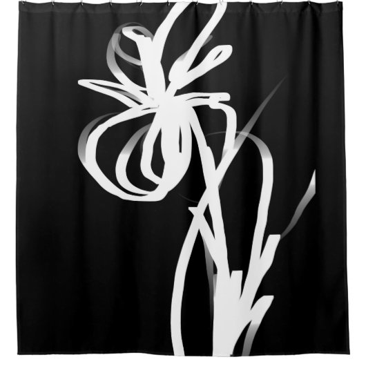 Orchid Noir: Abstract zwart en wit Douchegordijn (Voorkant)