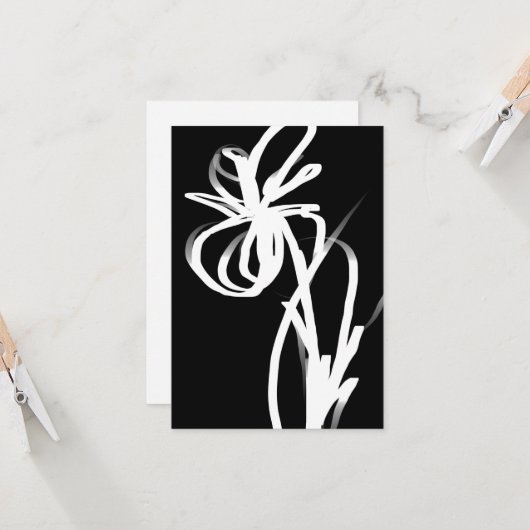 Orchid Noir: Abstract zwart en wit Kaart (Voorkant / Achterkant in situ)