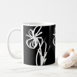 Orchid Noir: Abstract zwart en wit Koffiemok