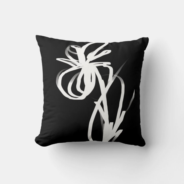 Orchid Noir: Abstract zwart en wit Kussen (Voorkant)