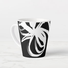 Orchid Noir: Abstract zwart en wit Latte Mok