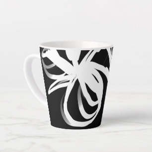Orchid Noir: Abstract zwart en wit Latte Mok