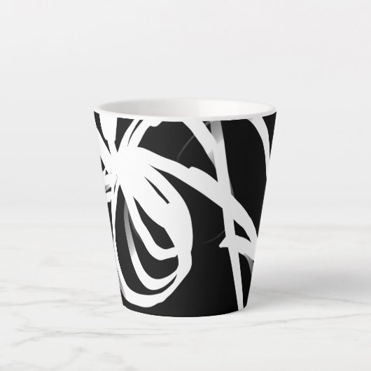 Orchid Noir: Abstract zwart en wit Latte Mok (Voorkant)