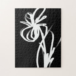 Orchid Noir: Abstract zwart en wit Legpuzzel