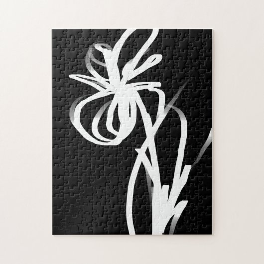 Orchid Noir: Abstract zwart en wit Legpuzzel (Verticaal)