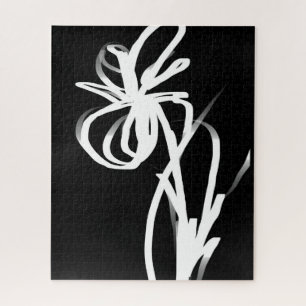 Orchid Noir: Abstract zwart en wit Legpuzzel