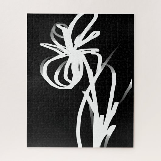 Orchid Noir: Abstract zwart en wit Legpuzzel (Verticaal)