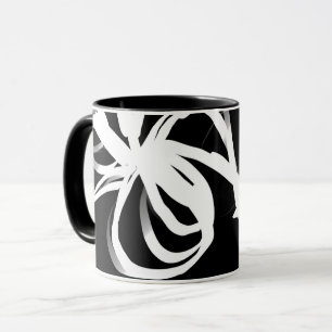 Orchid Noir: Abstract zwart en wit Mok
