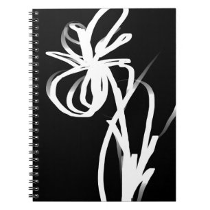 Orchid Noir: Abstract zwart en wit Notitieboek