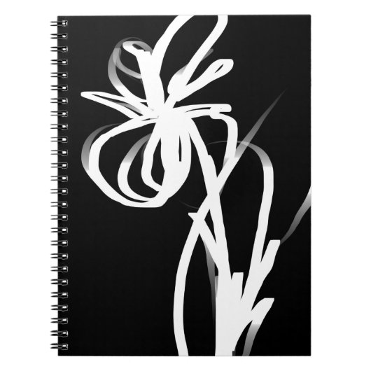 Orchid Noir: Abstract zwart en wit Notitieboek (Voorkant)
