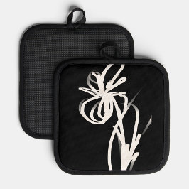 Orchid Noir: Abstract zwart en wit Pannenlap