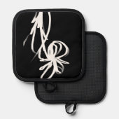 Orchid Noir: Abstract zwart en wit Pannenlap (Voorkant / Achterkant)