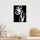 Orchid Noir: Abstract zwart en wit Poster (Keuken)