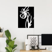Orchid Noir: Abstract zwart en wit Poster (Thuiskantoor)