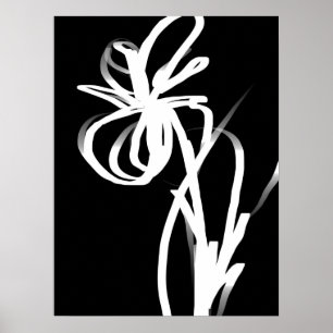 Orchid Noir: Abstract zwart en wit Poster