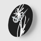Orchid Noir: Abstract zwart en wit Ronde Klok (Hoek)