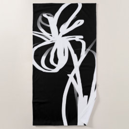 Orchid Noir: Abstract zwart en wit Strandlaken