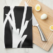 Orchid Noir: Abstract zwart en wit Theedoek (Quarter Fold)