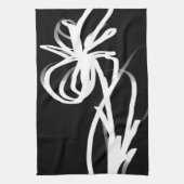Orchid Noir: Abstract zwart en wit Theedoek (Verticaal)