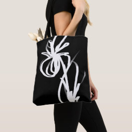 Orchid Noir: Abstract zwart en wit Tote Bag