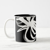 Orchid Noir: Abstract zwart en wit Tweekleurige Koffiemok (Links)