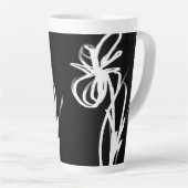 Orchid Noir: Abstract Zwart & Wit Latte Mok (Rechterhoek)