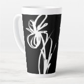 Orchid Noir: Abstract Zwart & Wit Latte Mok (Linkerhoek)