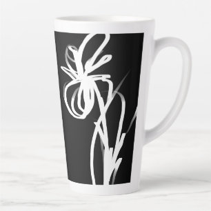 Orchid Noir: Abstract Zwart & Wit Latte Mok