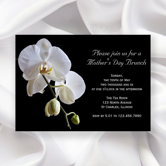 Orchid on Black Moederdag Brunch Invitation Kaart