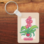 Orchid, orchidee, pixelart, Pixel Art Sleutelhanger (Voorkant)