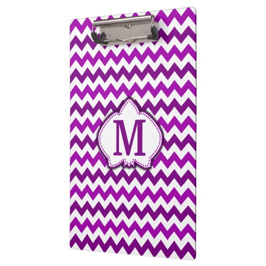 Orchid Paars Chevron Gepersonaliseerd Monogram Klembord (Links)