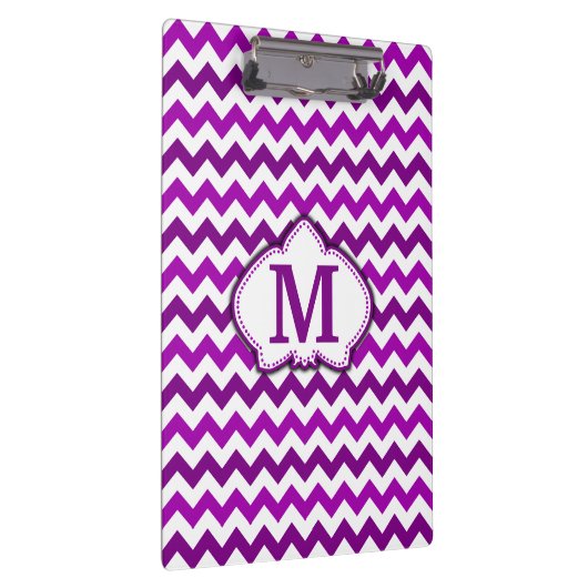 Orchid Paars Chevron Gepersonaliseerd Monogram Klembord (Rechts)
