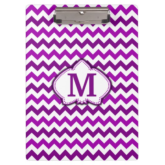 Orchid Paars Chevron Gepersonaliseerd Monogram Klembord (Voorkant)