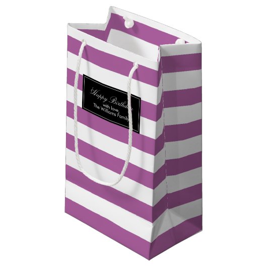 Orchid Paars Stripes Patroon Klein Cadeauzakje (Voorkant Gekanteld)