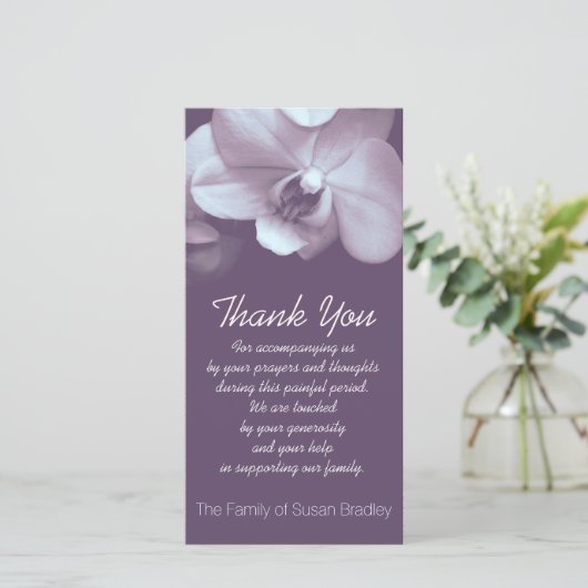 Orchid Paars Sympathie Hartelijk dank Bedankkaart (Staand voorkant)