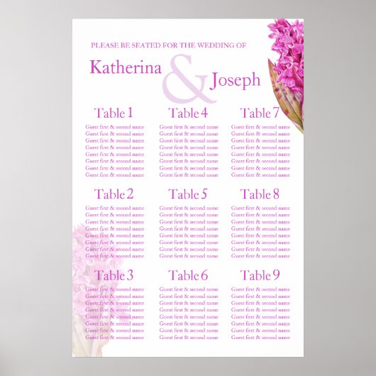 Orchid paars Weddenschap Tafelbord 1-9 Poster (Voorkant)