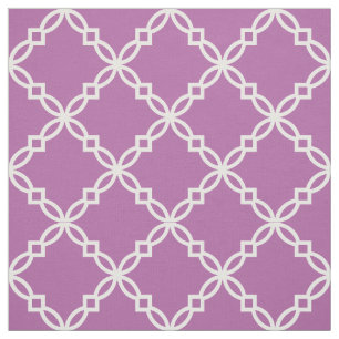 Orchid Paars, White Fancy Moroccan Quatrefoil Stof